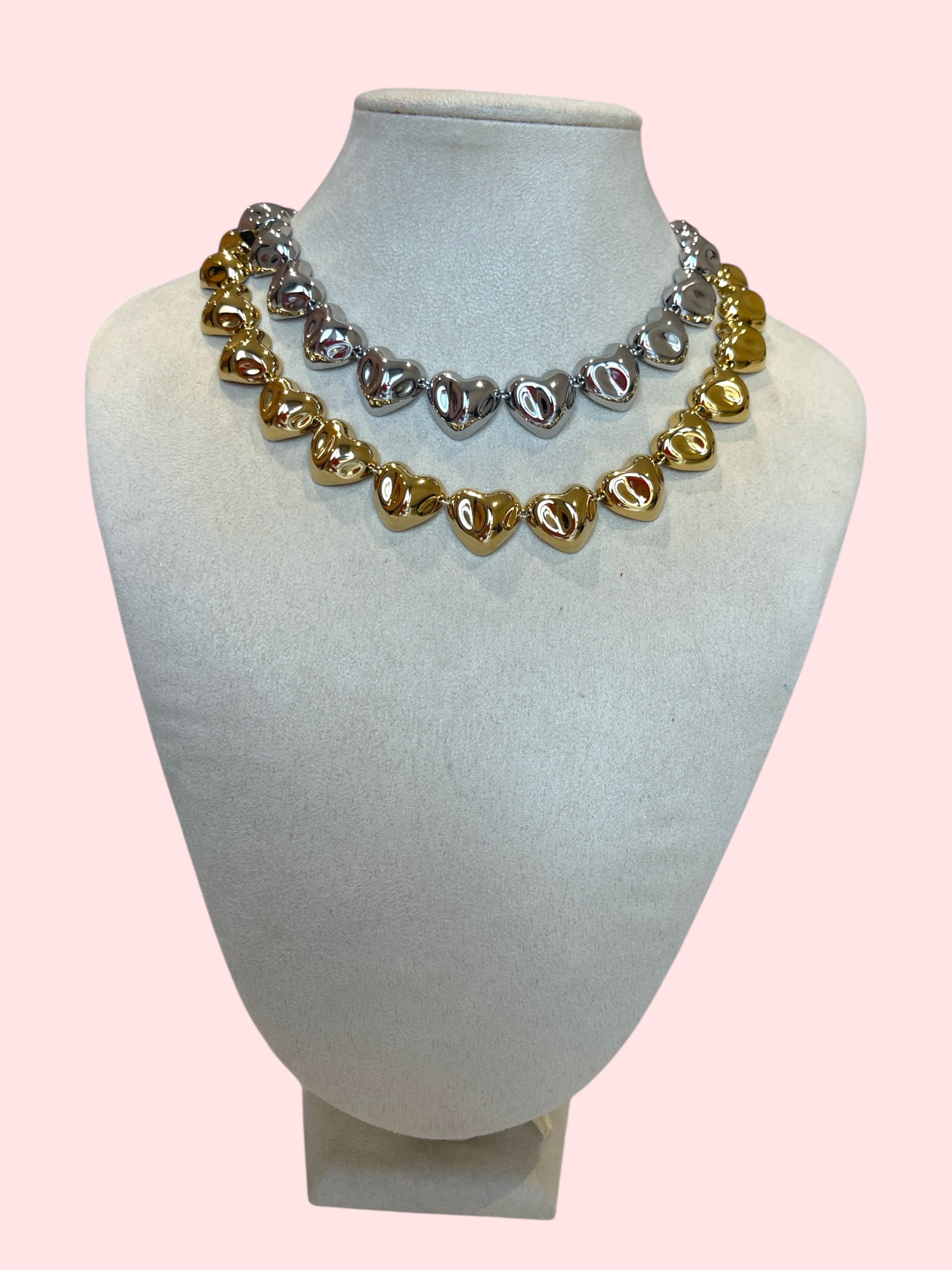 Collana cuori bombati