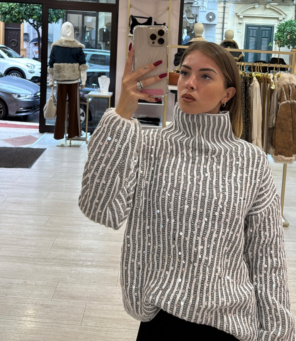 Pullover collo alto Paillettes