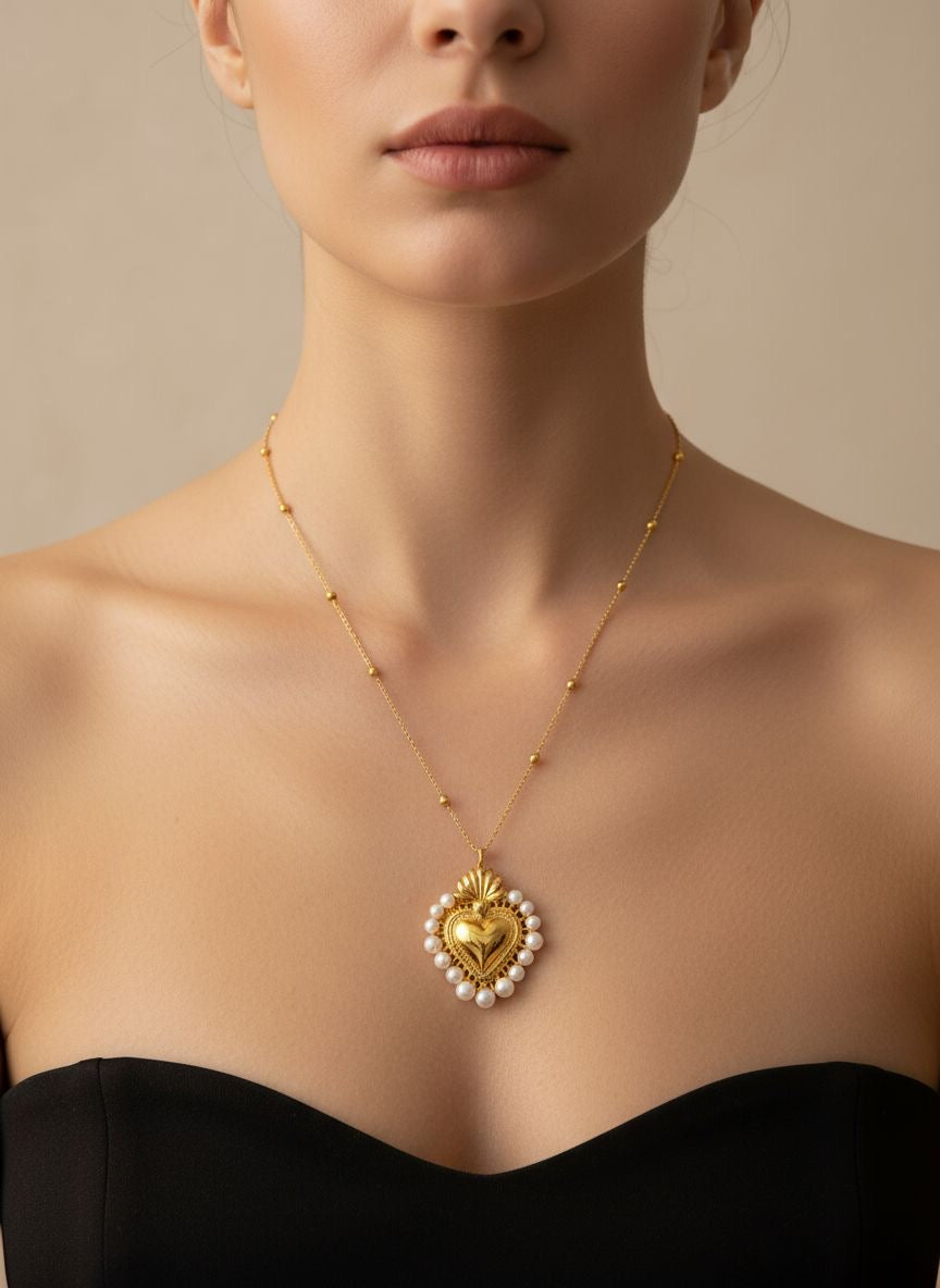 Collana sacro cuore perla