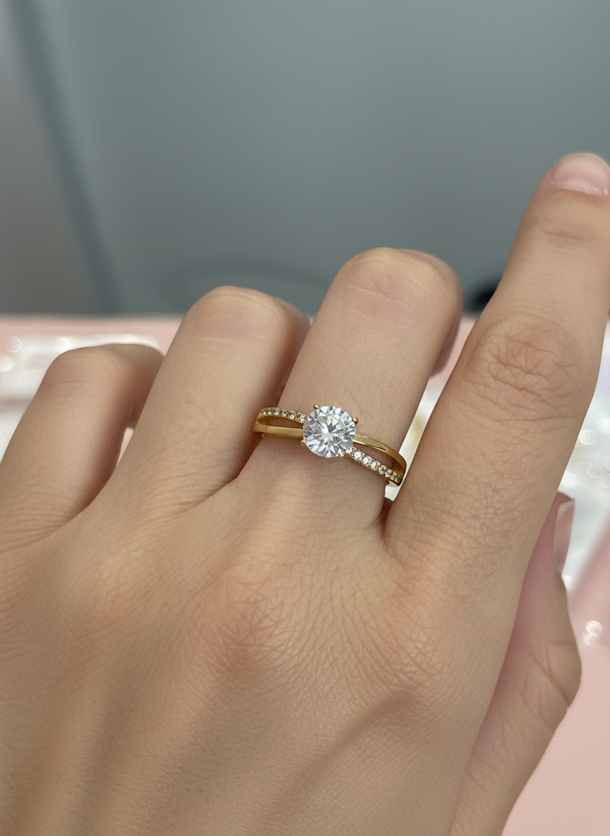 Anello solitario double