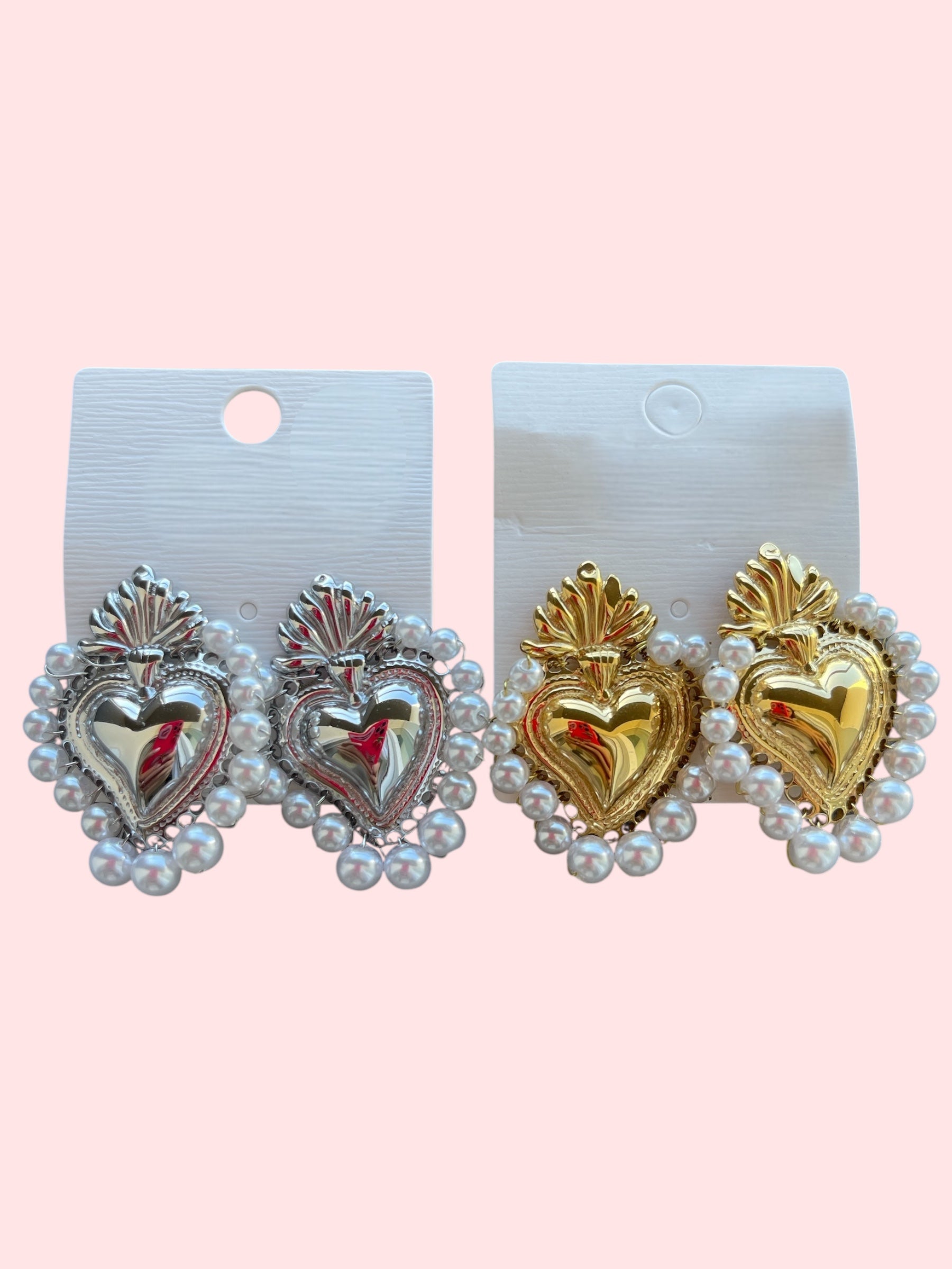 Orecchini sacro cuore perle