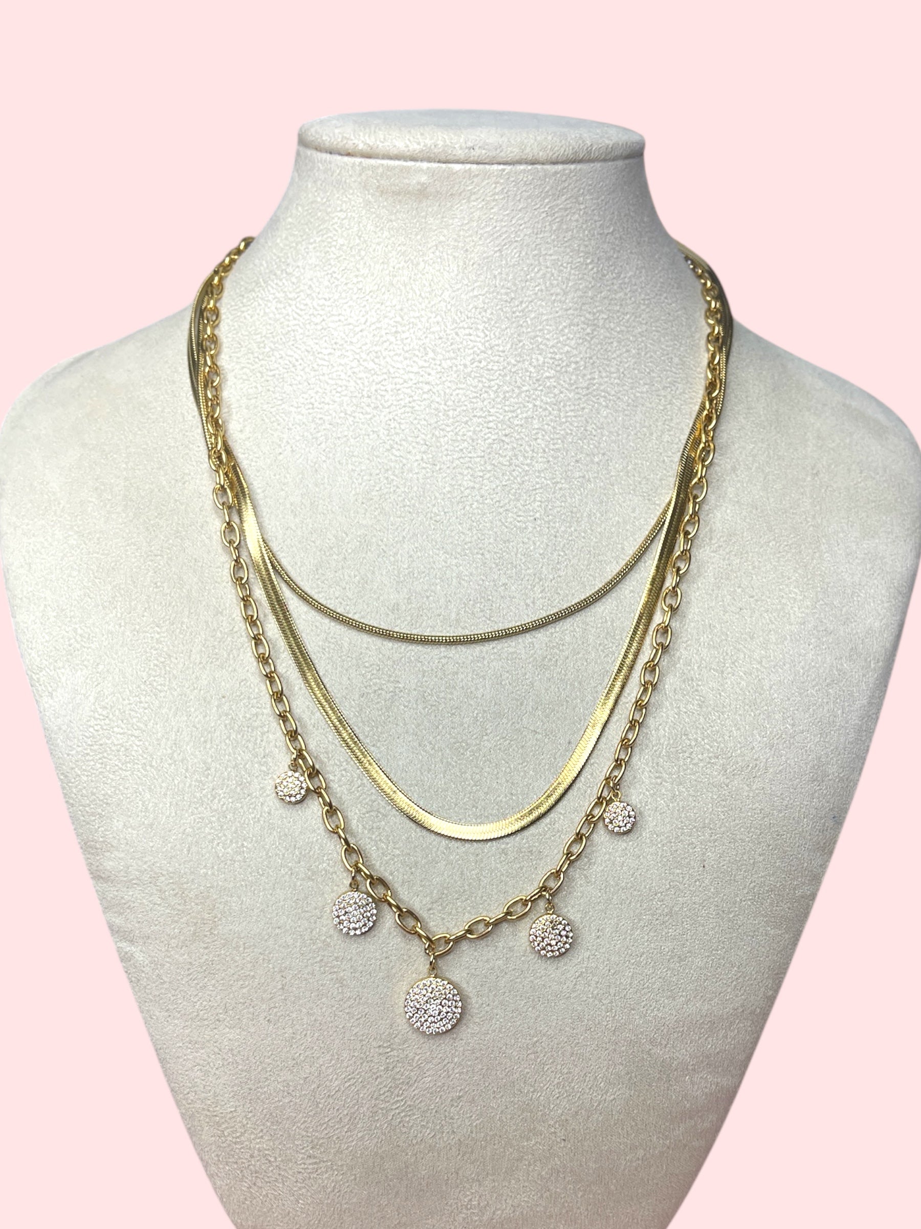 Collana tris strass