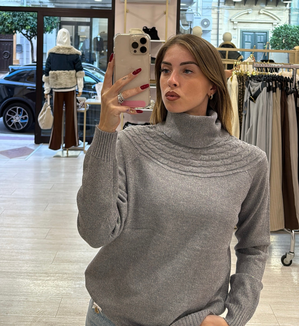 Maglione collo alto Lurex