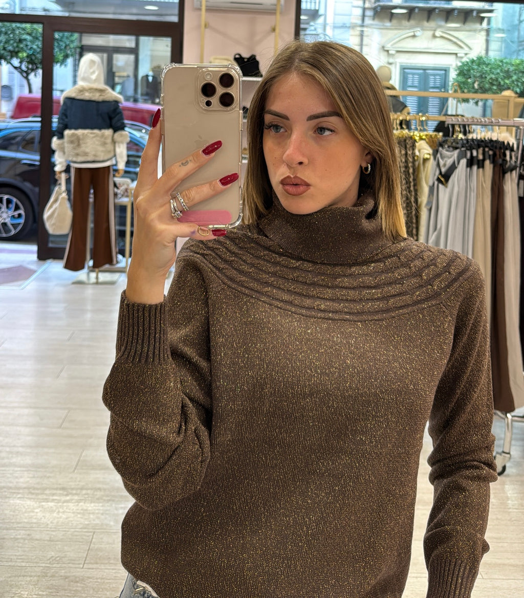 Maglione collo alto Lurex