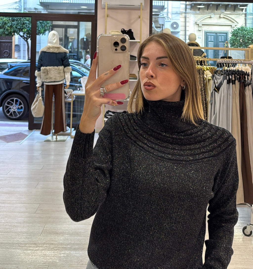 Maglione collo alto Lurex