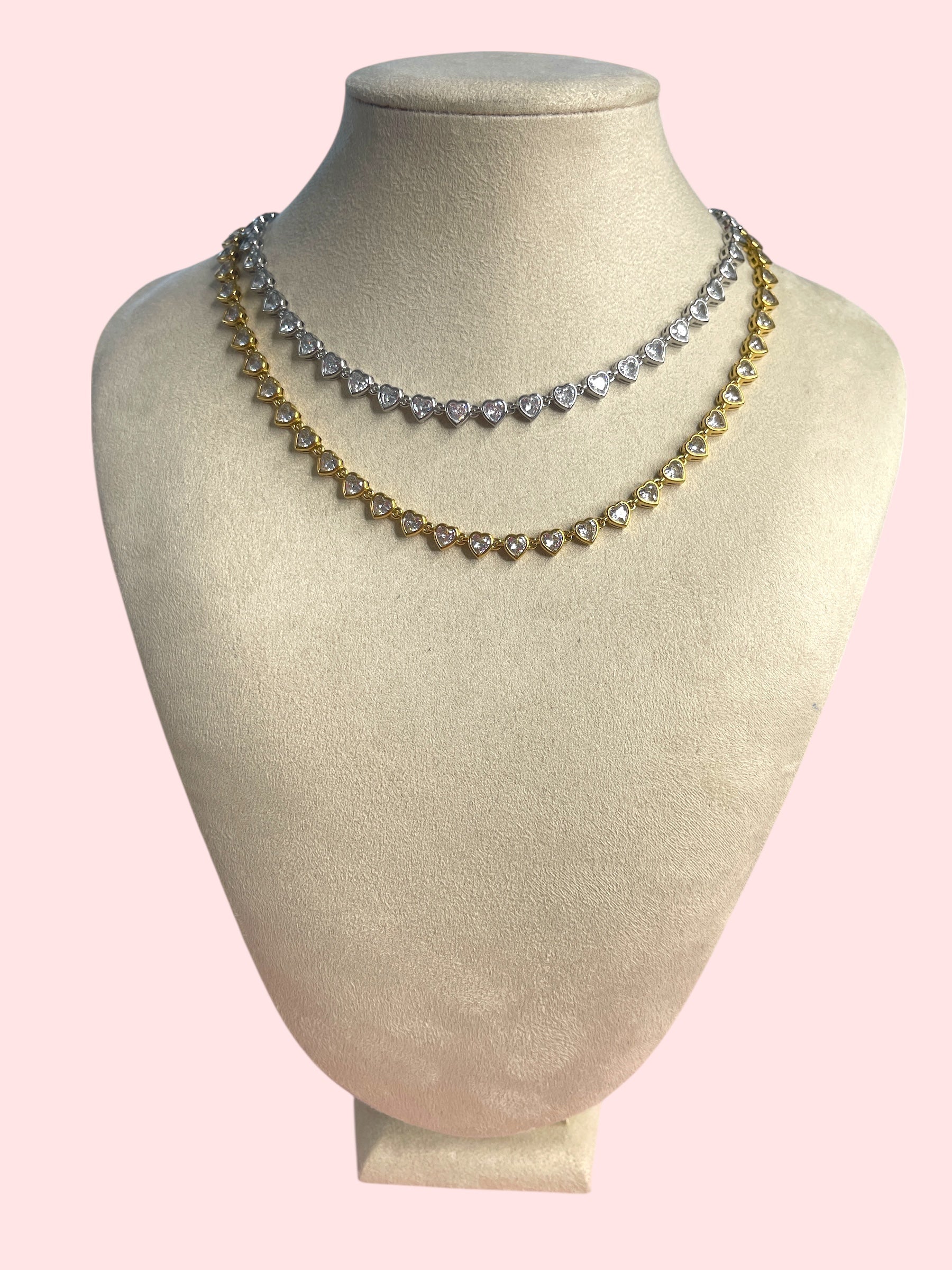 Collana tennis cuori