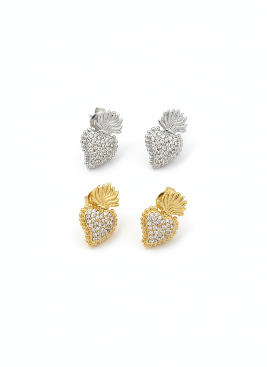 Orecchini sacro cuore strass