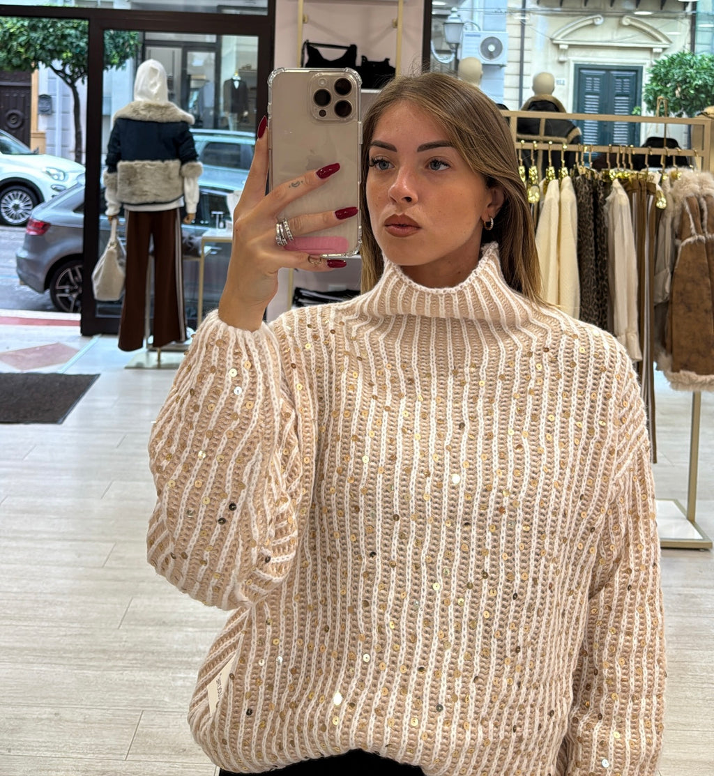 Pullover collo alto Paillettes