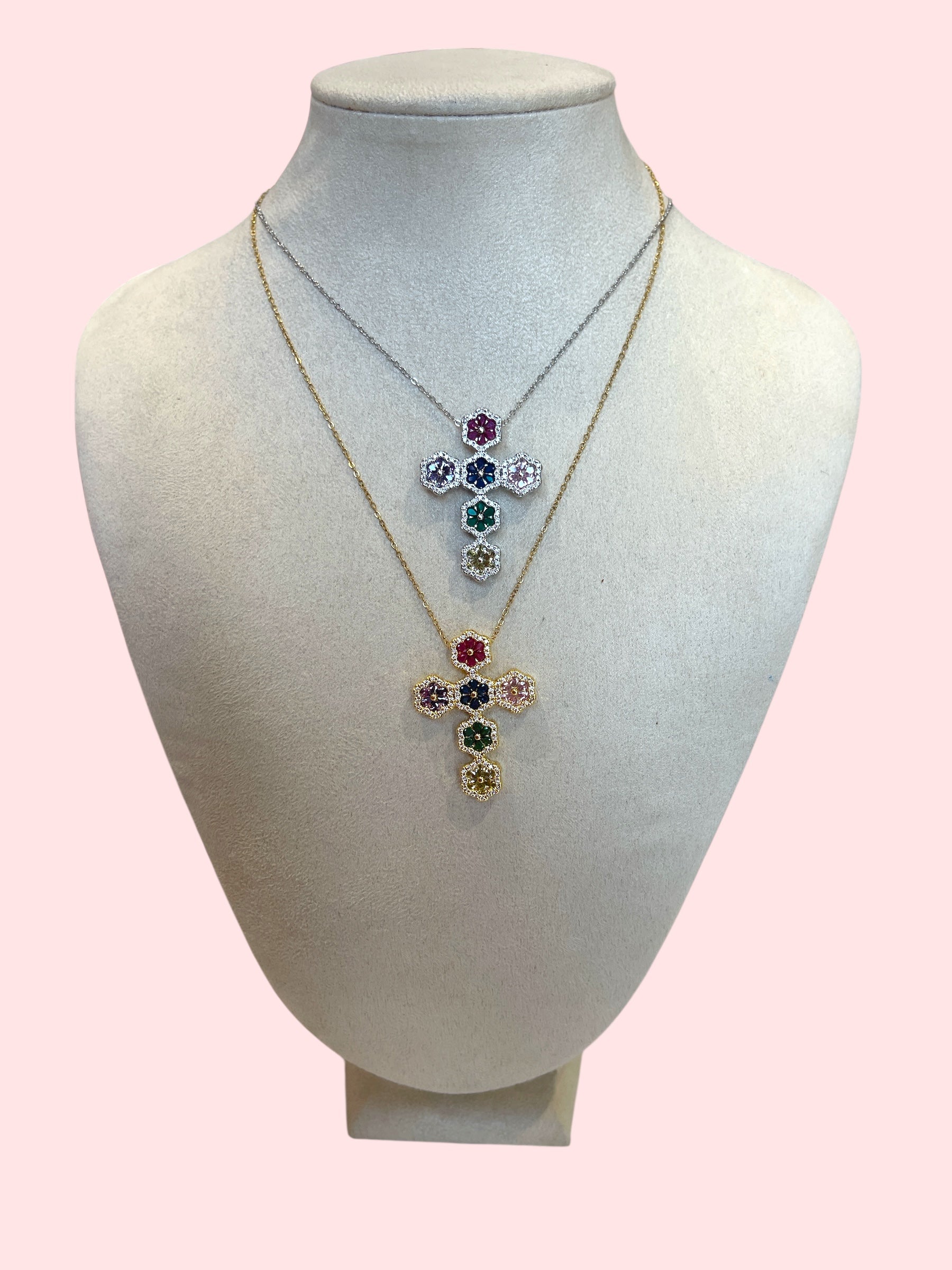 Collana croce strass