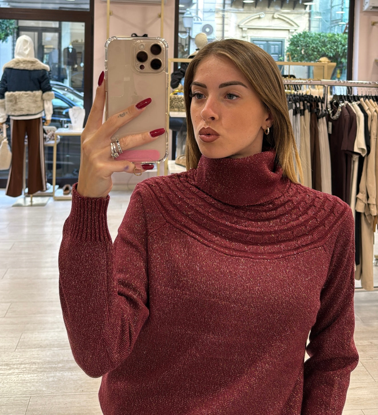 Maglione collo alto Lurex