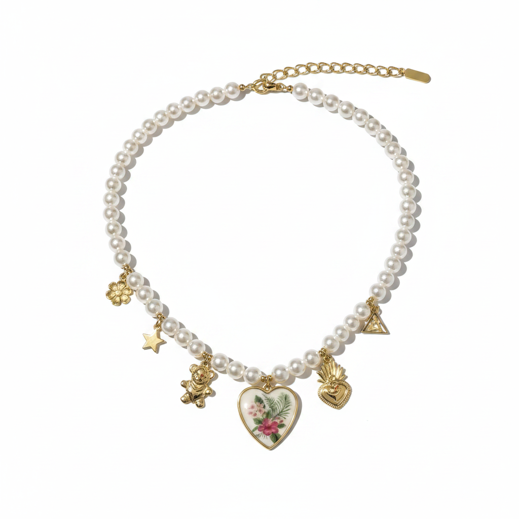 Collana perle charms