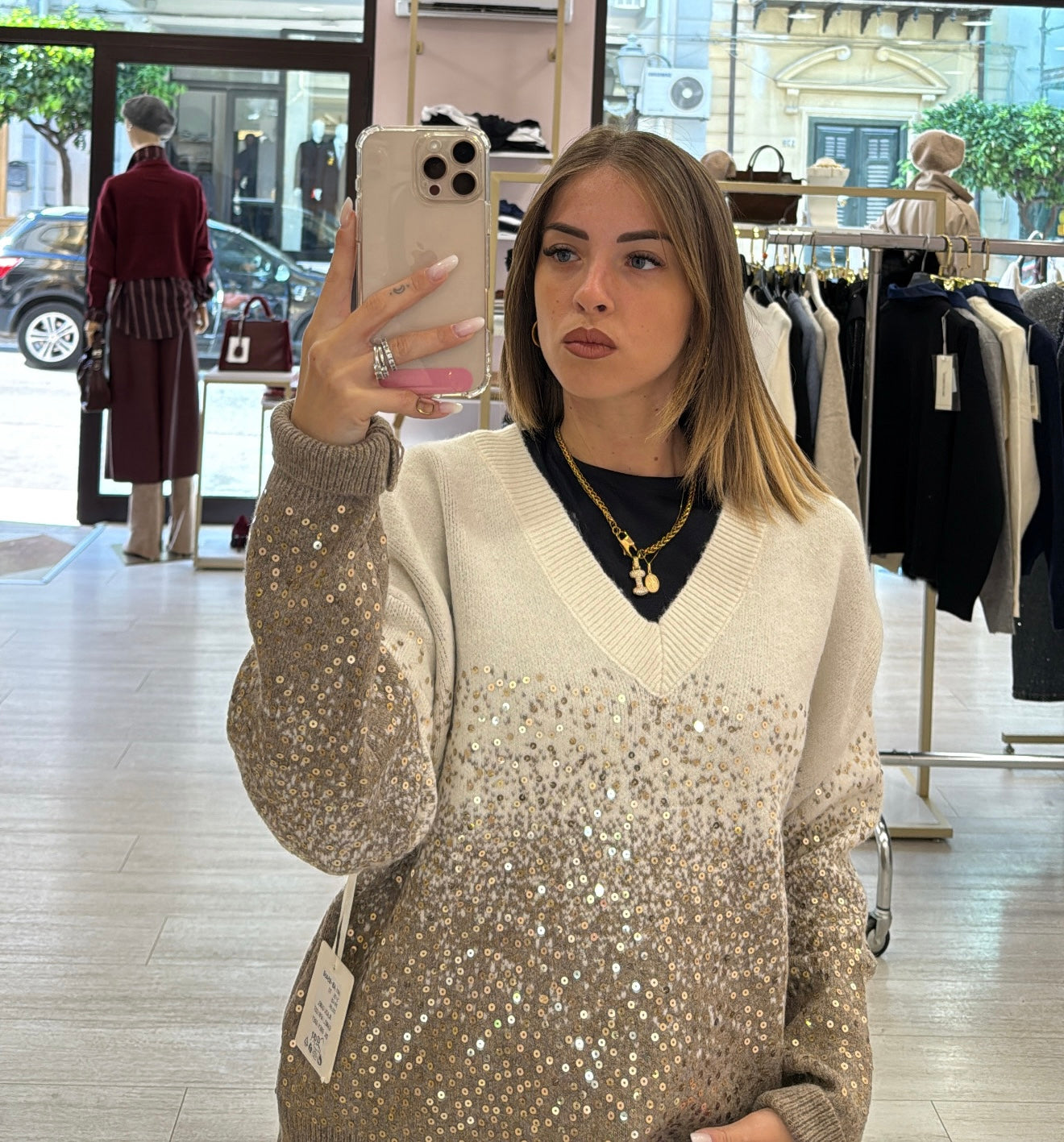 Maglioncino V Paillettes