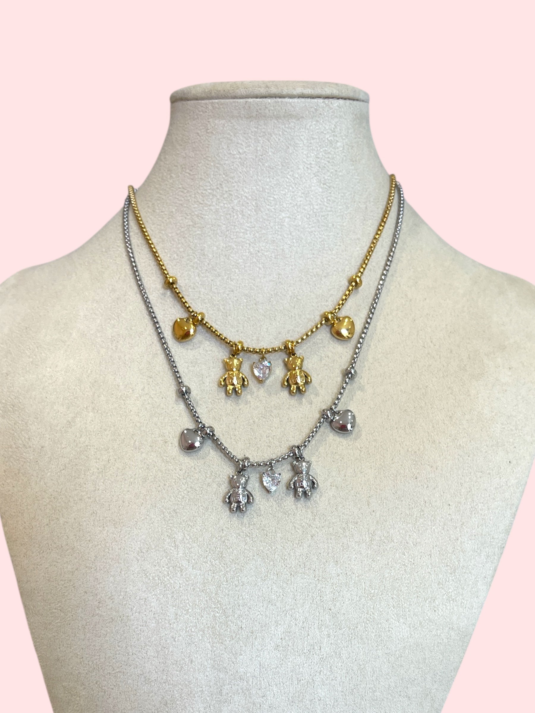 Collana doppio orsetto