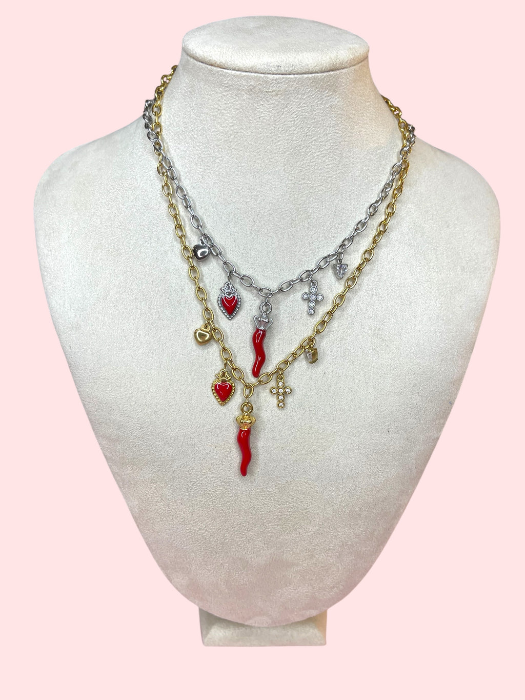 Collana cuore fortunato rosso