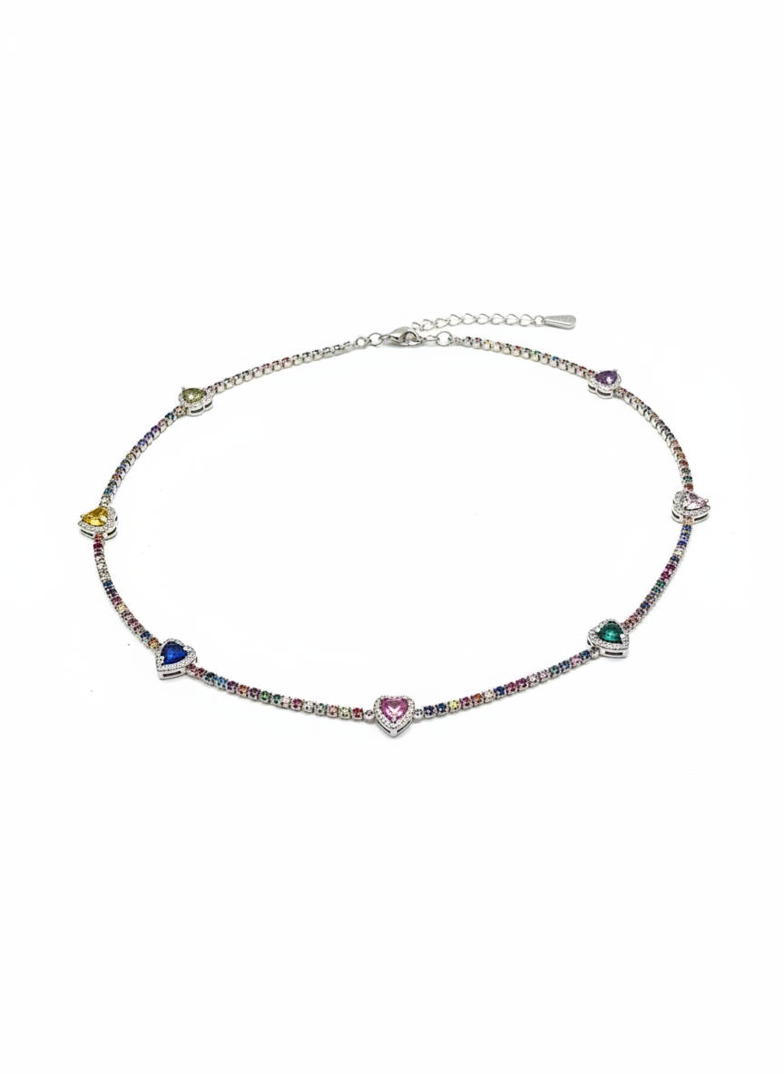 Collana tennis cuori