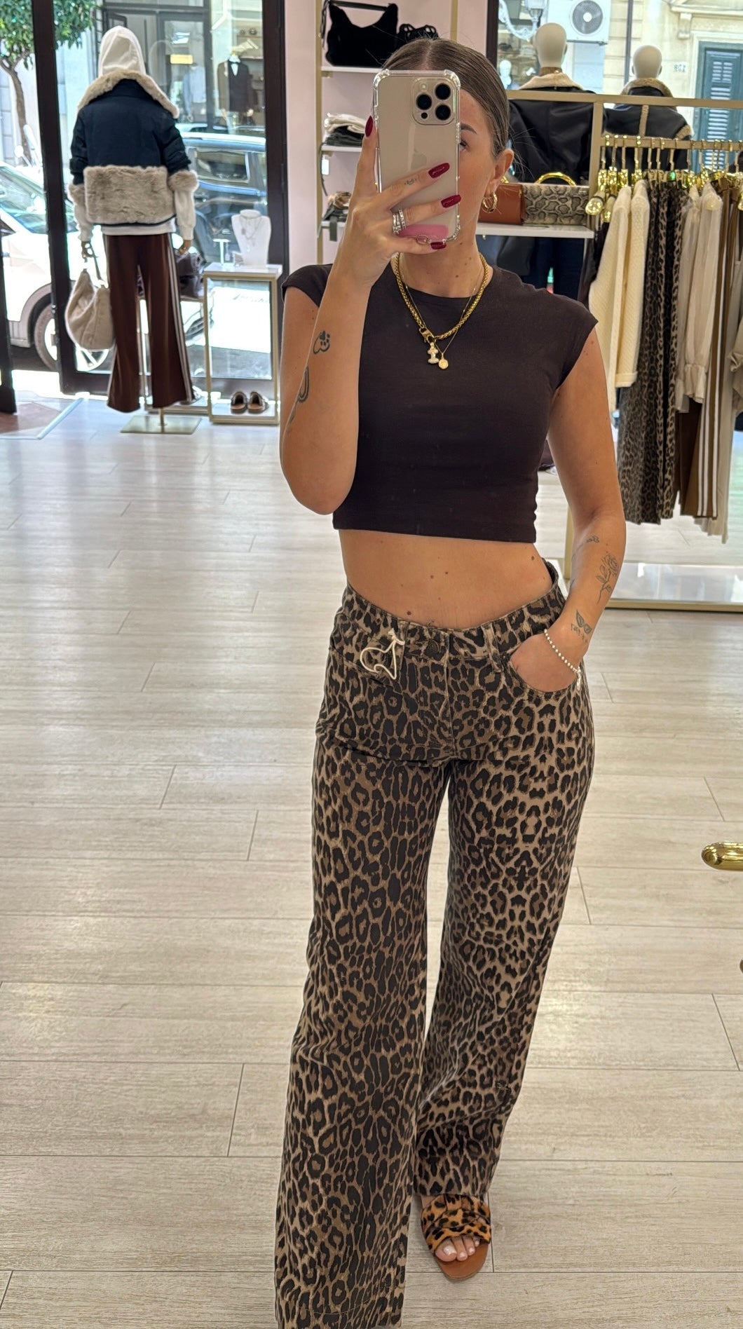 Jeans wide leg Leopard