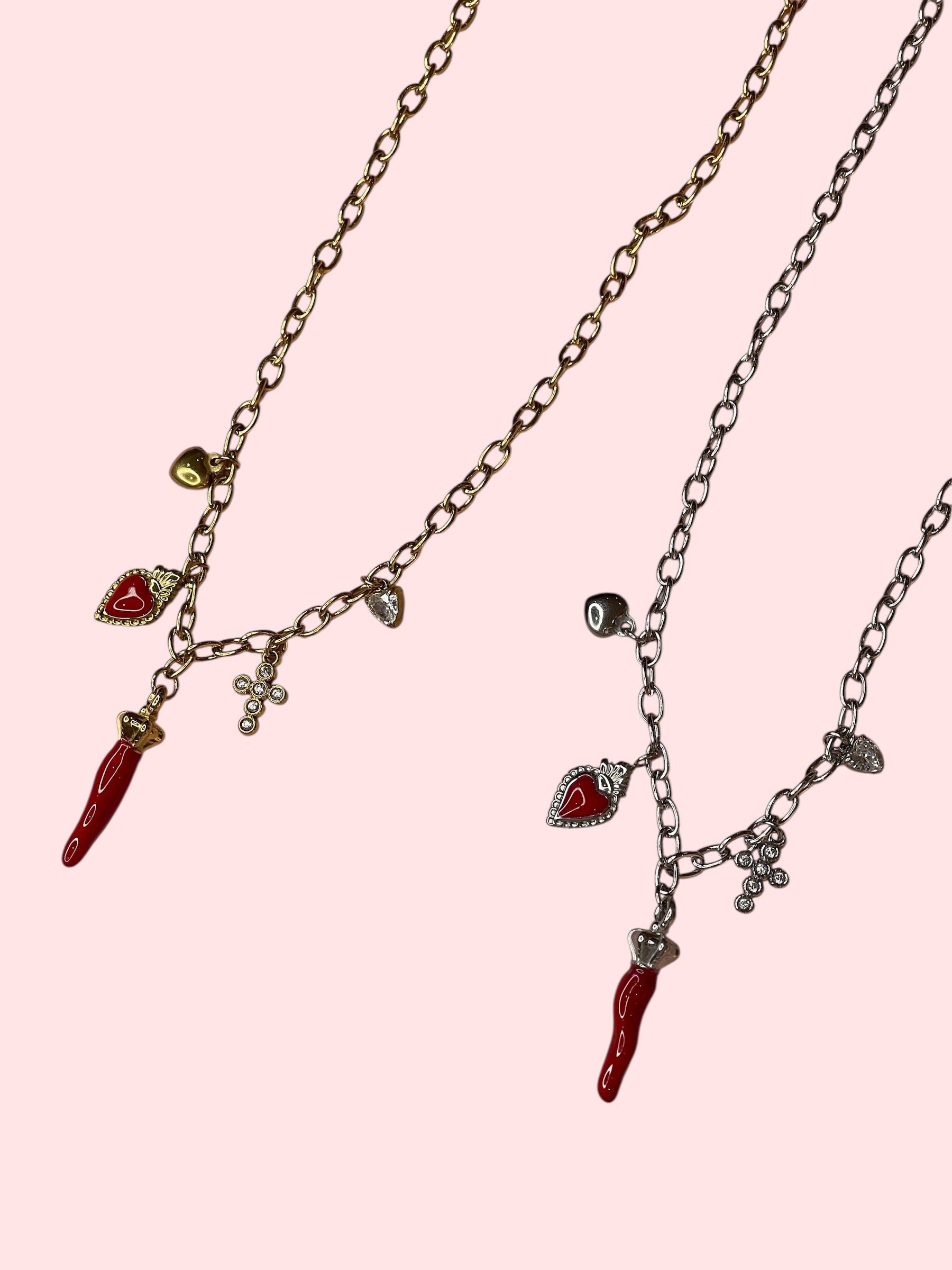 Collana cuore fortunato rosso