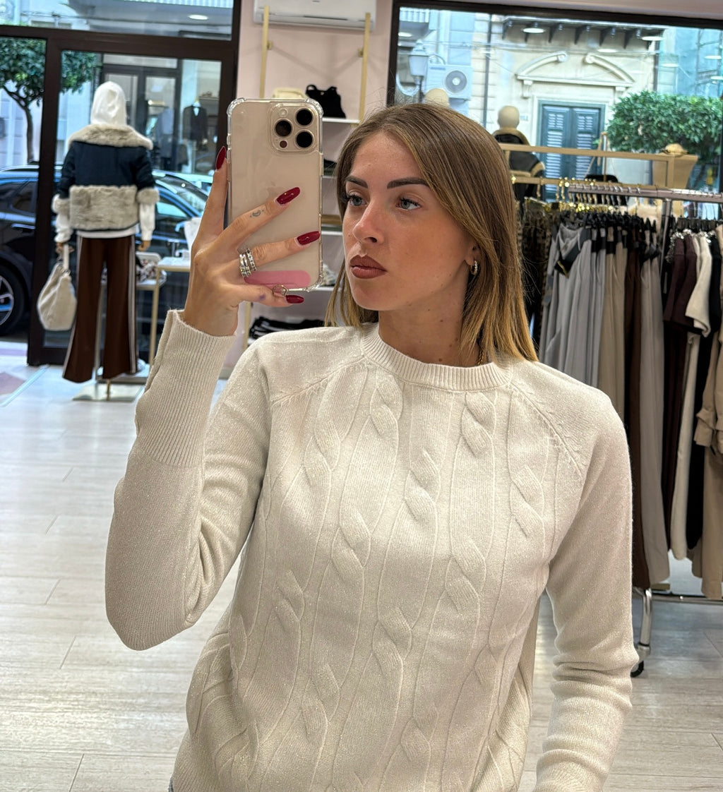 Maglioncino treccia Lurex