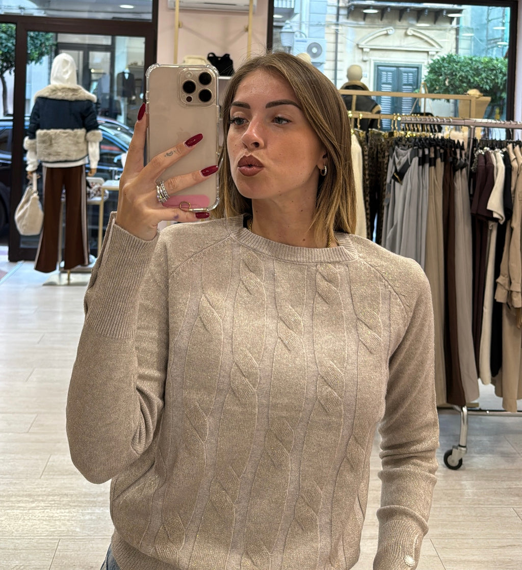 Maglioncino treccia Lurex