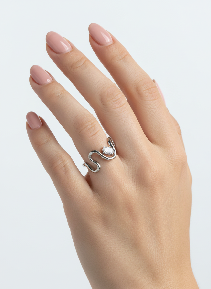 Anello ondina strass