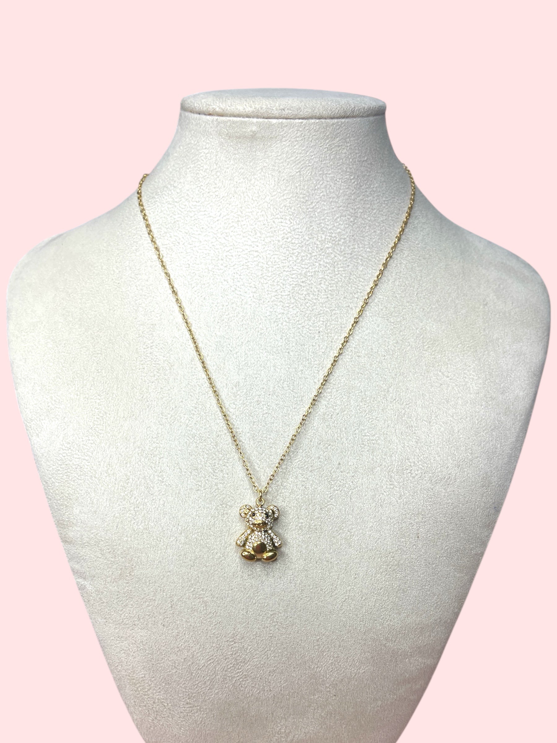 Collana orsetto oro strass