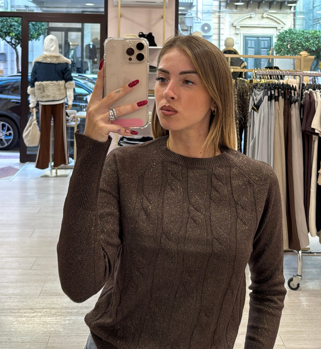 Maglioncino treccia Lurex
