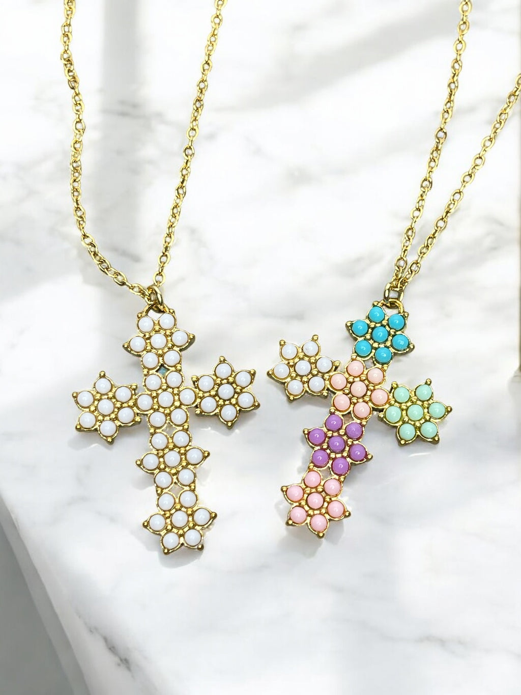 Collana croce perle