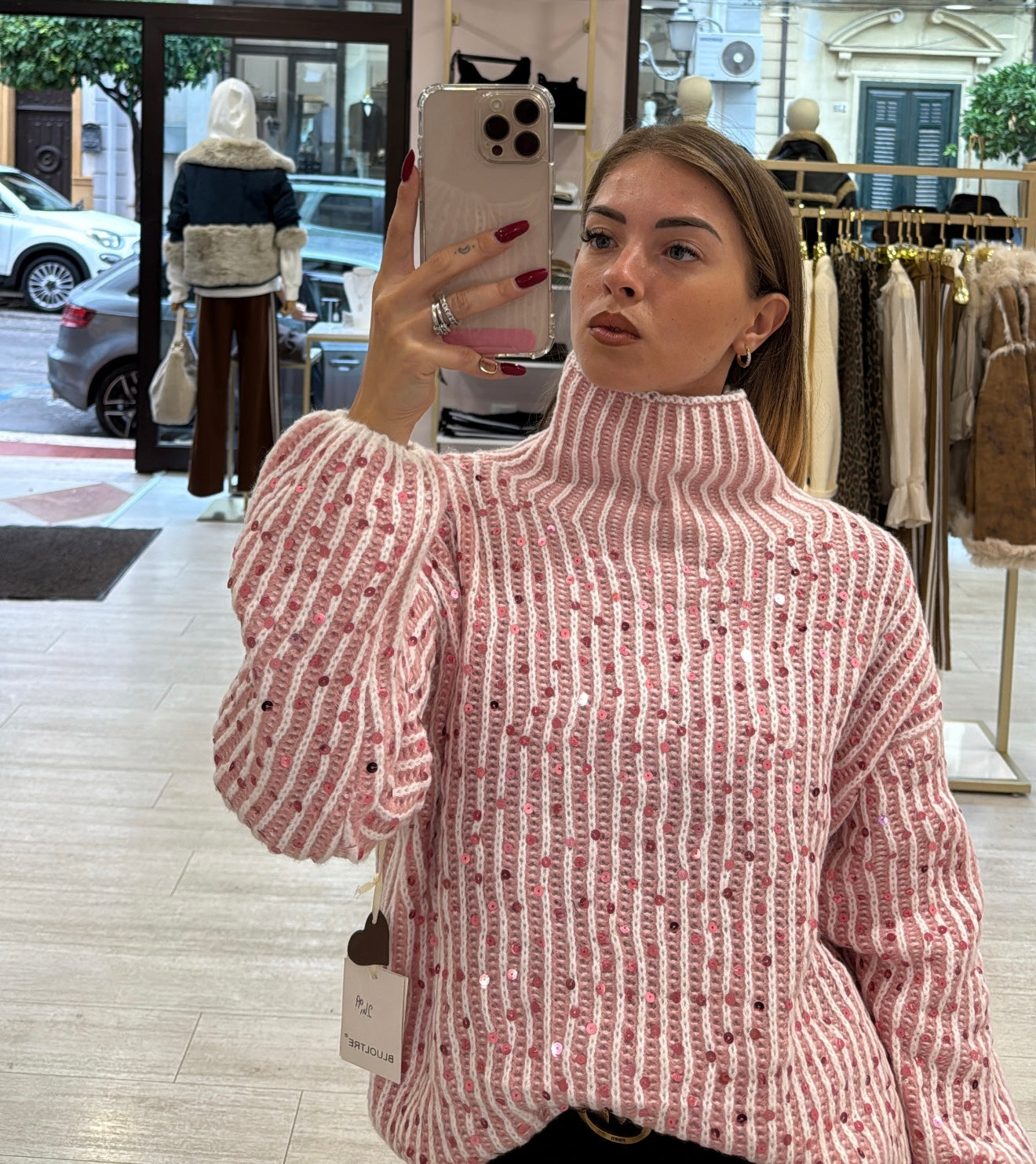 Pullover collo alto Paillettes