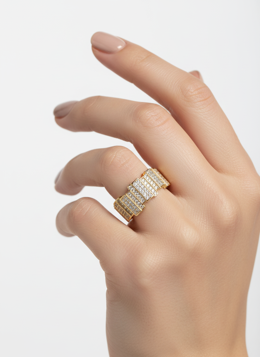 Anello fascia strass