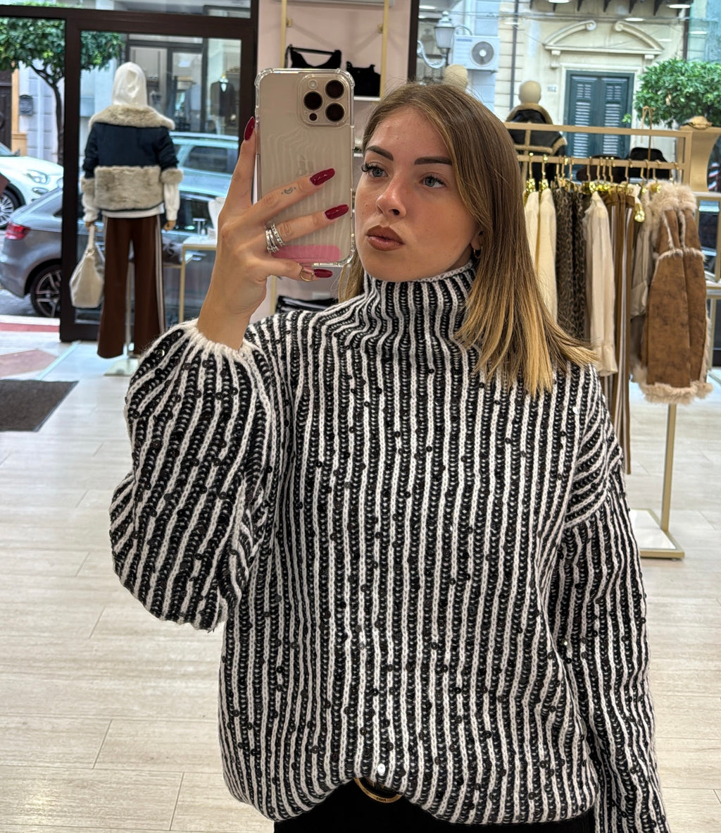 Pullover collo alto Paillettes