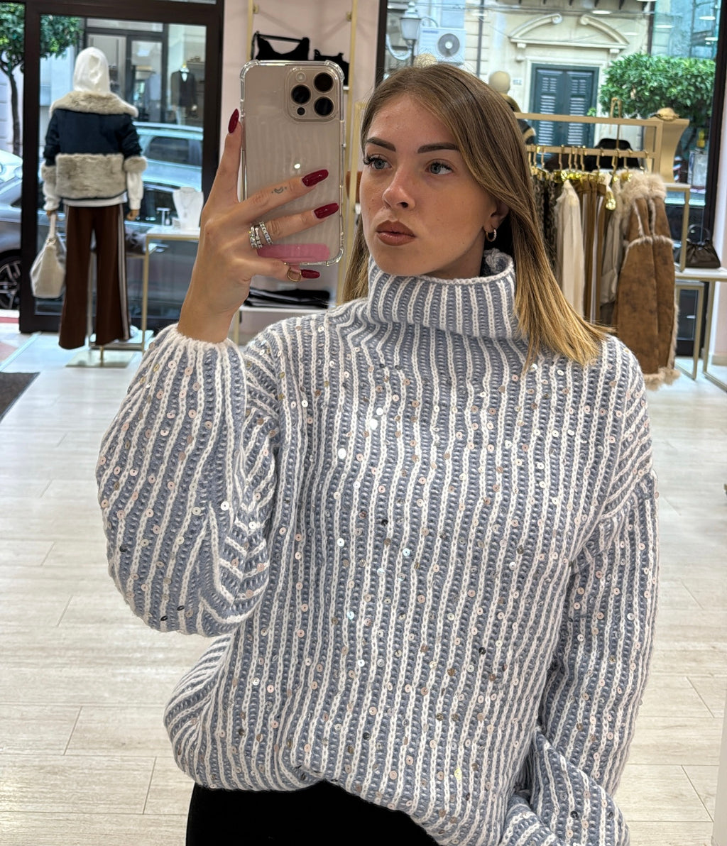 Pullover collo alto Paillettes