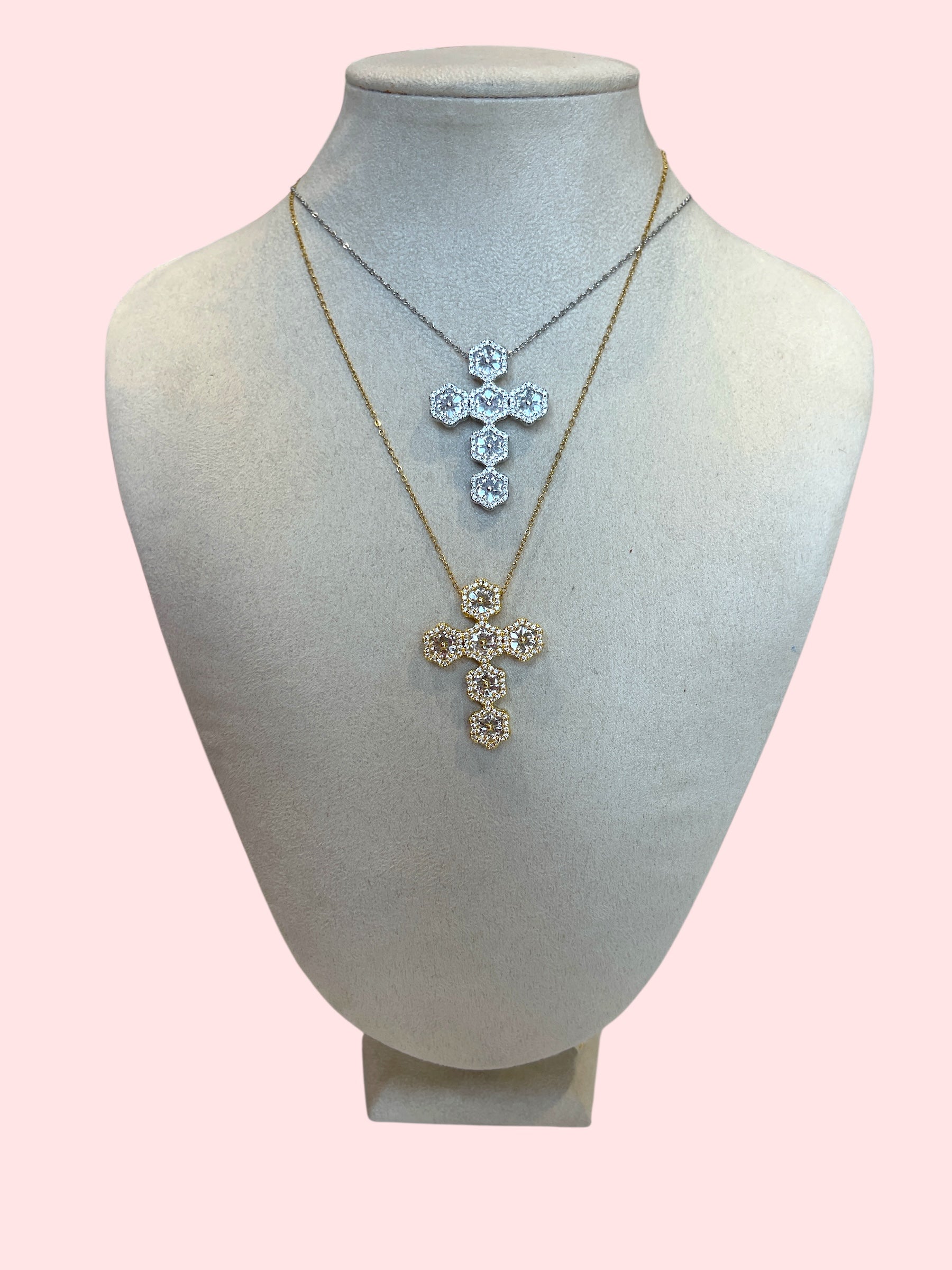 Collana croce strass