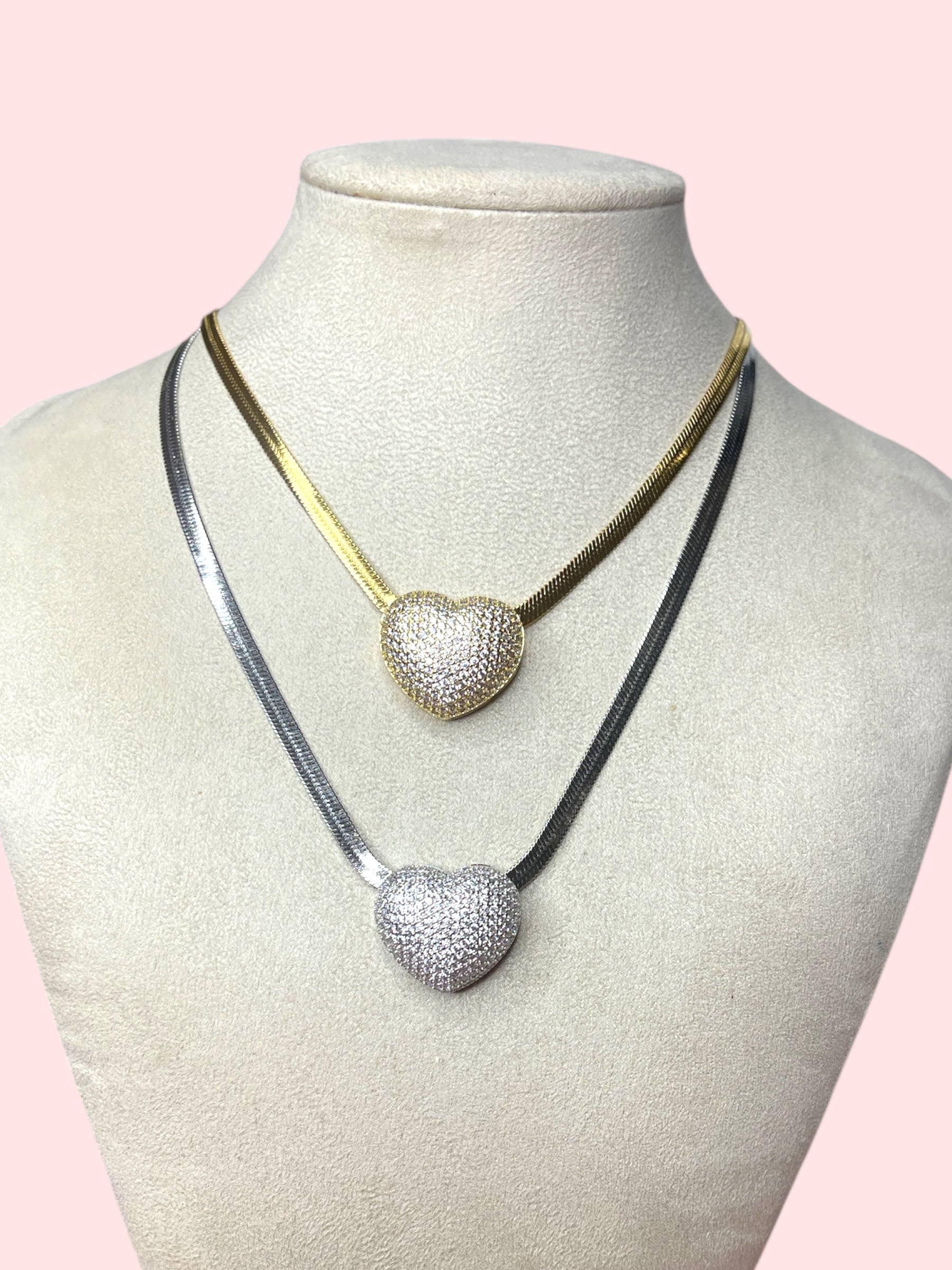 Collana snake cuore strass