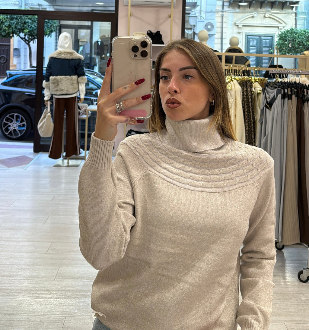 Maglione collo alto Lurex